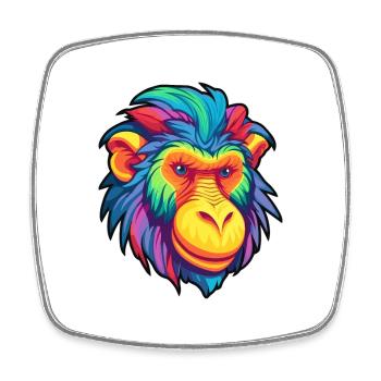 Mandrill Aquarelle Colorée Dessin Animé Kawaii Animal - Magnet carré - blanc - Devant