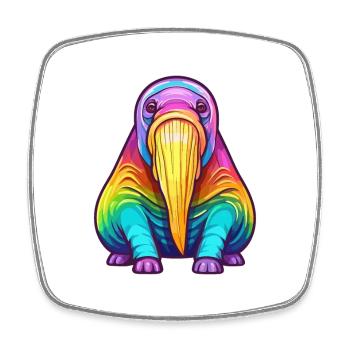 Walrus Colorful Watercolor Cartoon Kawaii Animal - Square fridge magnet - white - Front