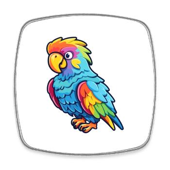 Papagei buntes Aquarell Cartoon Kawaii Tier - Viereckiger Kühlschrankmagnet - Weiß - Vorne
