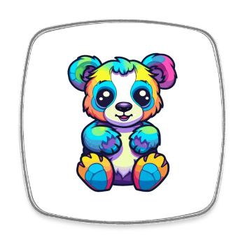 Panda Buntes Aquarell Cartoon Kawaii Tier - Viereckiger Kühlschrankmagnet - Weiß - Vorne