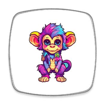 Affe buntes Aquarell Cartoon Kawaii Tier - Viereckiger Kühlschrankmagnet - Weiß - Vorne