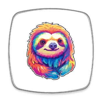 Faultier buntes Aquarell Cartoon Kawaii Tier - Viereckiger Kühlschrankmagnet - Weiß - Vorne