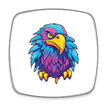 Eagle Colorful Watercolor Cartoon Kawaii Animal - Square fridge magnet - white - Front