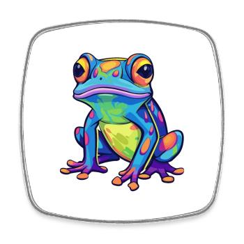 Frosch buntes Aquarell Cartoon Kawaii Tier - Viereckiger Kühlschrankmagnet - Weiß - Vorne