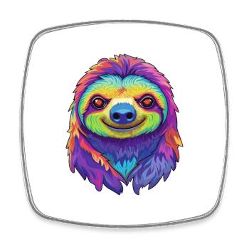 Faultier buntes Aquarell Cartoon Kawaii Tier - Viereckiger Kühlschrankmagnet - Weiß - Vorne