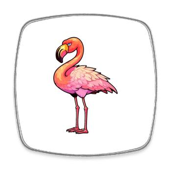 Flamingo Colorful Watercolor Cartoon Kawaii Animal - Square fridge magnet - white - Front