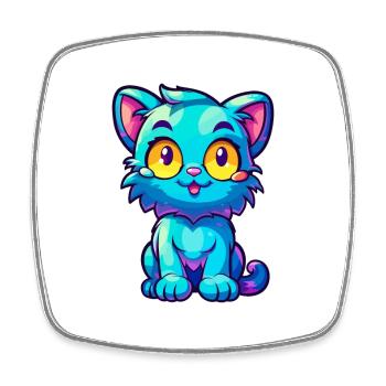 Katze buntes Aquarell Cartoon Kawaii Tier - Viereckiger Kühlschrankmagnet - Weiß - Vorne