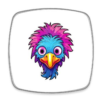 Emu Colorful Watercolor Cartoon Kawaii Animal - Square fridge magnet - white - Front