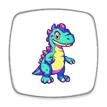Dinosaure Aquarelle Colorée Dessin Animé Kawaii Animal - Magnet carré - blanc - Devant