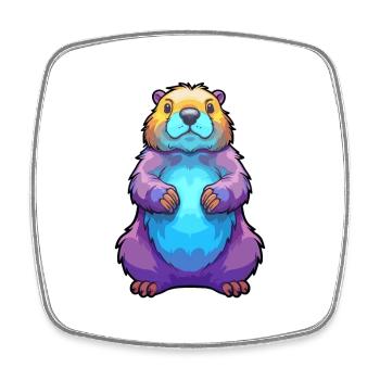 Marmot Colorful Watercolor Cartoon Kawaii Animal - Square fridge magnet - white - Front