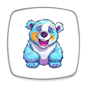 Ours Polaire Aquarelle Colorée Dessin Animé Kawaii Anim - Magnet carré - blanc - Devant