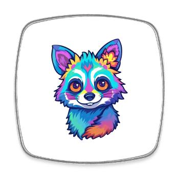 Raton laveur aquarelle colorée dessin animé kawaii Animal - Magnet carré - blanc - Devant
