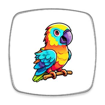 Papagei buntes Aquarell Cartoon Kawaii Tier - Viereckiger Kühlschrankmagnet - Weiß - Vorne