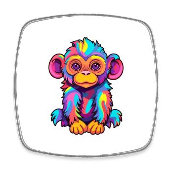 Affe Buntes Aquarell Cartoon Kawaii Tier - Viereckiger Kühlschrankmagnet - Weiß - Vorne