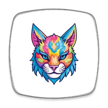 Luchs Buntes Aquarell Cartoon Kawaii Tier - Viereckiger Kühlschrankmagnet - Weiß - Vorne
