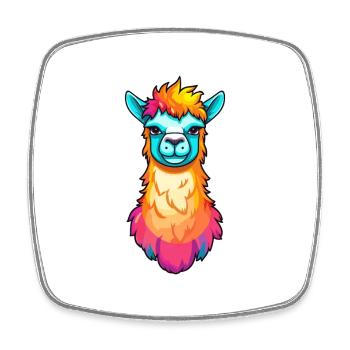 Llama Colorful Watercolor Cartoon Kawaii Animal - Square fridge magnet - white - Front