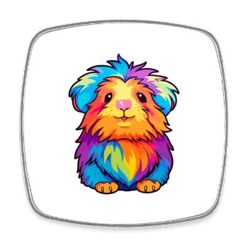 Cochon d’Inde Aquarelle Colorée Dessin Animé Kawaii Anim - Magnet carré - blanc - Devant
