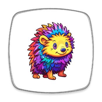 Igel Buntes Aquarell Cartoon Kawaii Tier - Viereckiger Kühlschrankmagnet - Weiß - Vorne