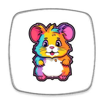 Hamster Colorful Watercolor Cartoon Kawaii Animal - Square fridge magnet - white - Front