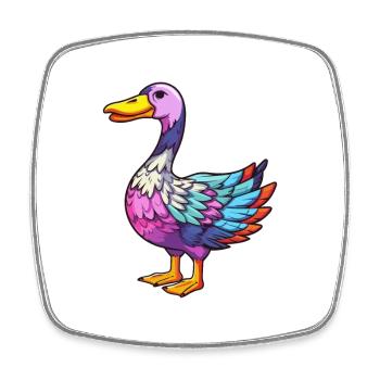 Gans buntes Aquarell Cartoon Kawaii Tier - Viereckiger Kühlschrankmagnet - Weiß - Vorne