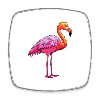 Flamingo Colorful Watercolor Cartoon Kawaii Animal - Square fridge magnet - white - Front