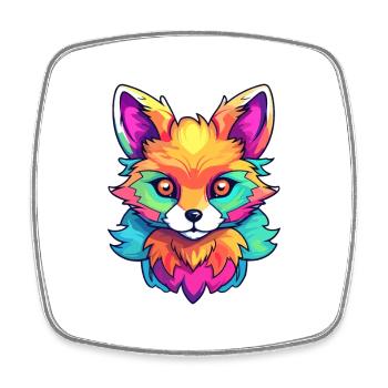 Fuchs Buntes Aquarell Cartoon Kawaii Tier - Viereckiger Kühlschrankmagnet - Weiß - Vorne
