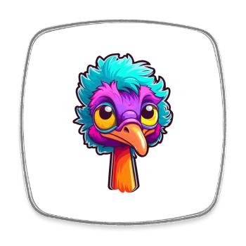 Emu Colorful Watercolor Cartoon Kawaii Animal - Square fridge magnet - white - Front