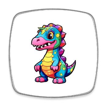 Dinosaure Aquarelle Colorée Dessin Animé Kawaii Animal - Magnet carré - blanc - Devant
