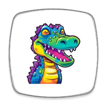 Krokodil bunte Aquarell-Karikatur Kawaii Anima - Viereckiger Kühlschrankmagnet - Weiß - Vorne