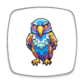 Falcon Colorful Watercolor Cartoon Kawaii Animal - Square fridge magnet - white - Front