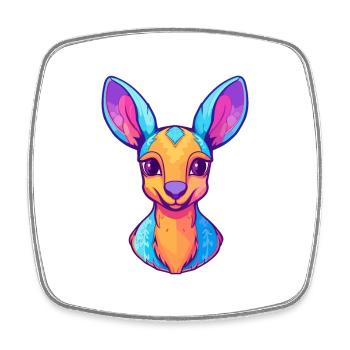 Kangourou Aquarelle Colorée Dessin Animé Kawaii Animal - Magnet carré - blanc - Devant