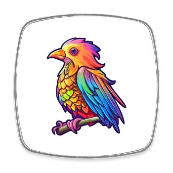 Cuckoo Colorful Watercolor Cartoon Kawaii Animal - Square fridge magnet - white - Front