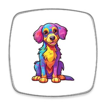 Chien Aquarelle Colorée Dessin Animé Kawaii Animal - Magnet carré - blanc - Devant