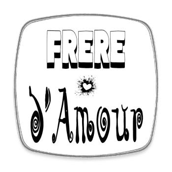 Frère Amour Cœur Frangin - Magnet carré - blanc - Devant