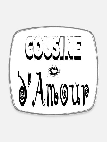 Cousine Amour Cœur - Magnet carré - blanc
