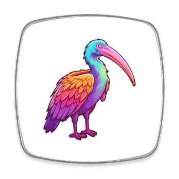 Ibis Colorful Watercolor Cartoon Kawaii Animal - Square fridge magnet - white - Front