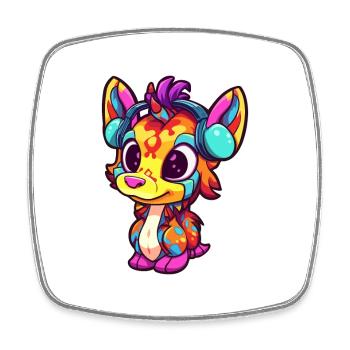Bongo Buntes Aquarell Cartoon Kawaii Tier - Viereckiger Kühlschrankmagnet - Weiß - Vorne
