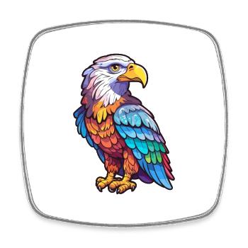Weißkopfseeadler Bunte Aquarell-Karikatur Kawaii Anim - Viereckiger Kühlschrankmagnet - Weiß - Vorne