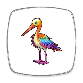 Avocet Colorful Watercolor Cartoon Kawaii Animal - Square fridge magnet - white - Front