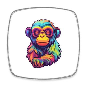 Affe buntes Aquarell Cartoon Kawaii Tier - Viereckiger Kühlschrankmagnet - Weiß - Vorne