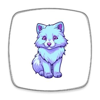 Arctic Wolf Colorful Watercolor Cartoon Kawaii Ani - Square fridge magnet - white - Front