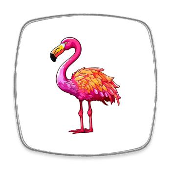 Flamingo Colorful Watercolor Cartoon Kawaii Animal - Square fridge magnet - white - Front