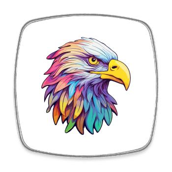 Eagle Colorful Watercolor Cartoon Kawaii Animal - Square fridge magnet - white - Front