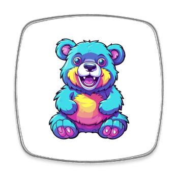 Bear Colorful Watercolor Cartoon Kawaii Animal - Square fridge magnet - white - Front