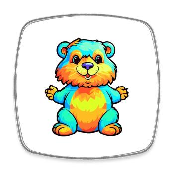 Biber buntes Aquarell Cartoon Kawaii Tier - Viereckiger Kühlschrankmagnet - Weiß - Vorne
