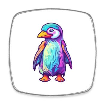 Penguin Colorful Watercolor Cartoon Kawaii Animal - Square fridge magnet - white - Front