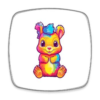 Eichhörnchen buntes Aquarell Cartoon Kawaii Tier - Viereckiger Kühlschrankmagnet - Weiß - Vorne