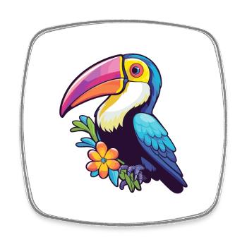 Toucan Colorful Watercolor Cartoon Kawaii Animal - Square fridge magnet - white - Front