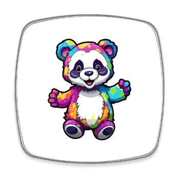 Panda Buntes Aquarell Cartoon Kawaii Tier - Viereckiger Kühlschrankmagnet - Weiß - Vorne