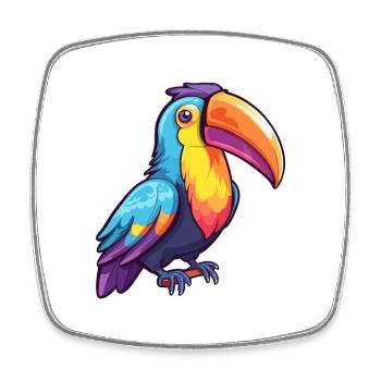 Toucan Colorful Watercolor Cartoon Kawaii Animal - Square fridge magnet - white - Front